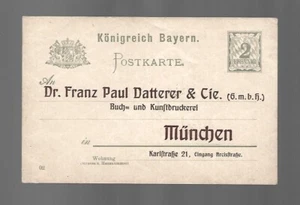 KONIGREICH BAYERN MUNCHEN POSTKARTE ENTERO POSTAL - Imagen 1 de 2
