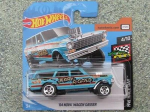 Hot Wheels 2019 #198/250 1964 chevy NOVA WAGON GASSER blue New casting 2019 @K - Picture 1 of 2