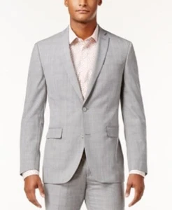 Bar III Men's Slim-Fit Plaid Blazer Light Gray 36S #17 - Picture 1 of 9