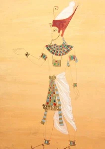 Signed theatre costume design gouache painting Egyptian patern man portrait - Picture 1 of 12