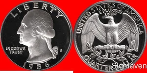 1986 S Washington Quarter Deep Cameo Gem Proof - Picture 1 of 1
