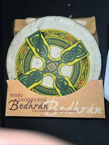 8in Green Cross  Irish Bodhran Clonmac Noise - Picture 1 of 18