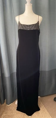 VTG Velvet Open Back Formal Maxi Dress Black Whimsigoth Prom Fairy Goth *READ - Image 1 of 4