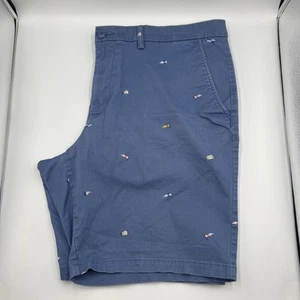 Old Navy Ultimate Slim Built In Flex Navy Blue Shorts Nautical Flags Size 40 - Picture 1 of 8