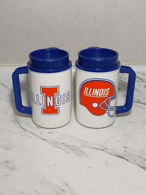 Vintage Illinois University Fighting Illini Hot/Cold Travel Mug Pair - Thermo - Image 1 of 4