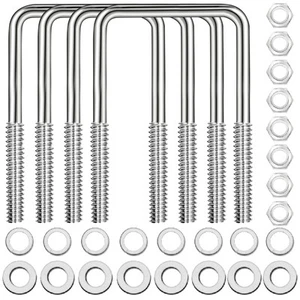 4 Sets 304 Edelstahl Vierkant U Bolzen, U Bolzen 3 Zoll breit, 1/2" T x 3-1/16"... - Bild 1 von 7
