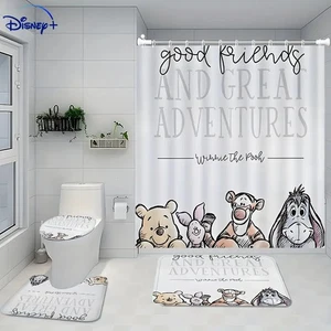 Juego de cortinas de ducha Winnie The Pooh alfombra de inodoro de dibujos animados ganchos para alfombras de baño - Imagen 1 de 1