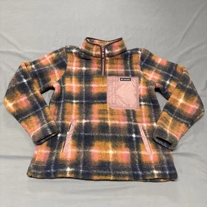Columbia Womens West Bend 1/4 Zip Plaid Fleece Jacket Large Active Fit Pockets - Picture 1 of 11
