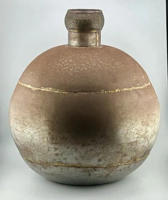 Vintage 1940s Indian Hammered Iron Brass Inlay Water Vessel Pot Kalash 13¼″ Tall - Image 1 of 4