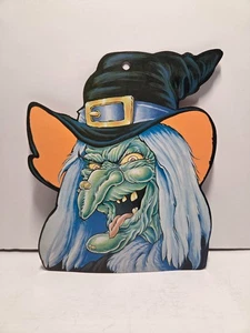 Vintage Hexe doppelseitig gestanzt Halloween Dekoration Eureka USA 12" - Bild 1 von 2