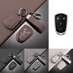 Alloy Leather Car Key Fob Case Cover For Cadillac SRX Escalade XTS CTS ATS XT5 - Picture 1 of 10