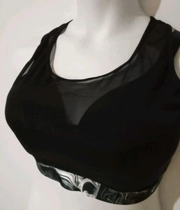 Reggiseno sportivo ADORE ME donna 38DDD Micah Contour nero maglia overlay racerback - Foto 1 di 9