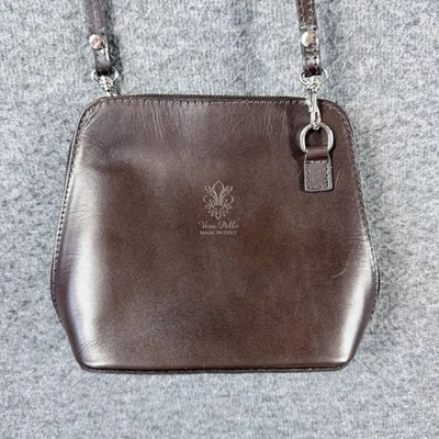 Vera Pelle Chocolate Brown Italian Leather Mini Crossbody Purse - Image 1 of 4