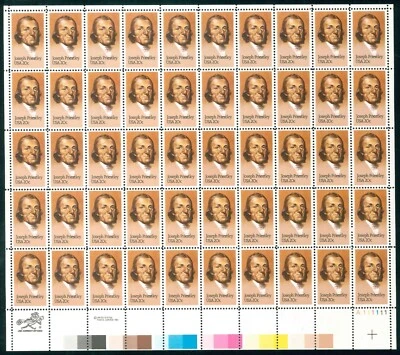 Scott #2038 20¢ Joseph Priestley Mint Sheet MNH XF  CV $26.90 - Image 1 of 2
