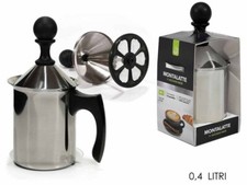 MONTALATTE-ACCIAIO INOX-PREPARAZIONE CAPPUCCINO-MANICO IN BACHELITE-SHAKER-0,4L