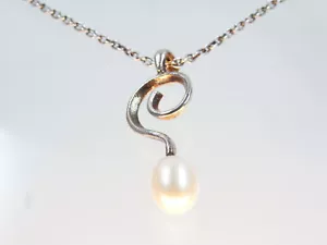 Hermoso collar de diseño plata de ley 925 con gotas de perlas finamente decorado - Imagen 1 de 9