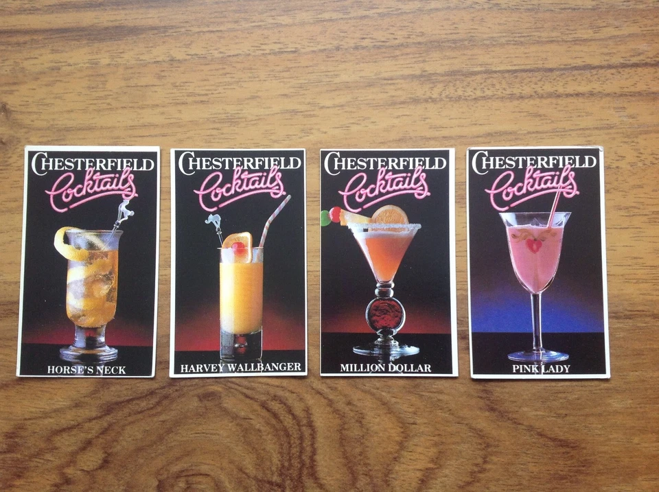 4 x  Chesterfields Cocktail Advertising Competition Cards. Free UK Postage - Image 1 of 3