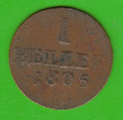 Saxony 1 Heller 1805 H Very Nice NSWLeipzig - Image 1 of 2