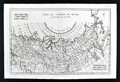 Mapa Bonne 1780 Imperio ruso en Asia Europa Moscú Siberia Océano Ártico Rusia Foto 1 de 2