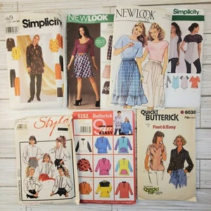 Lot of 7 Sewing Patterns Womens Misses Vintage Butterick Style Tops Skirts - Picture 1 of 8
