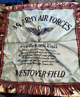 WWII "Sweetheart" Silk Pillowcase US Army Air Forces Westover Field MA Excellent