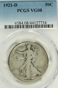 1921-D Walking Liberty Half Dollar: PCGS VG08 - Bild 1 von 4