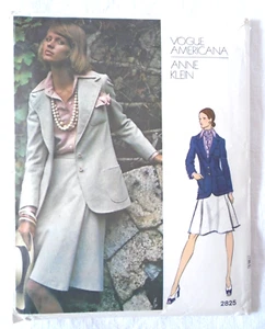 Chaqueta Falda Camisa Bufanda Vintage Vogue 2825 Patrón Anne Klein Talla 12 - Imagen 1 de 8