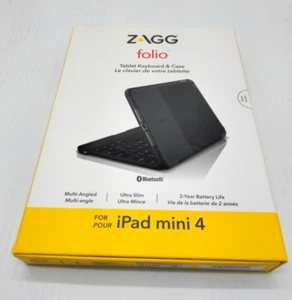 iPad mini 4 Tablet keyboard & Case ultra slim mutil angled New ZAGG Folio - Photo 1/3