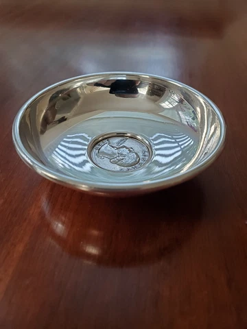 B&M BALDWIN MILLER 760 STERLING SILVER DISH BOWL TRAY w/ 1960 QUARTER COIN 36.3g Cover