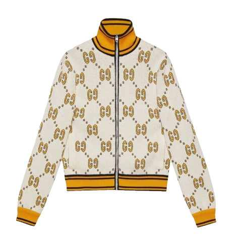 GUCCI Giacca Bianca GG Jacquard Bomber