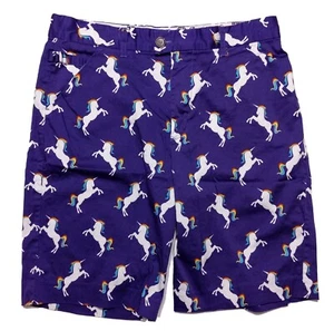 ROYAL & AWESOME Men's Golf Shorts Rainbow Pride Gay Unicorns Purple ~ 31 - Picture 1 of 7