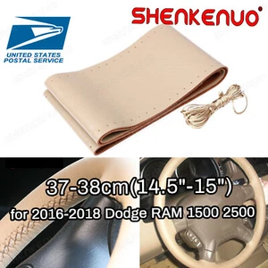 15" Steering Wheel Cover Genuine Leather Beige for 2016-2018 Dodge RAM 1500 2500 - Bild 1 von 12