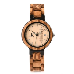 DAMEN HOLZ ARMBANDUHR AUS EBENHOLZ GLIEDERARMBAND QUARZ UHR WERK HOLZ UHR NEU - Bild 1 von 7