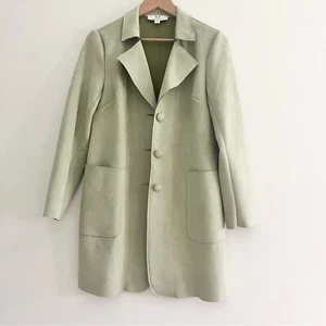 Magaschoni Kunstleder grün Long Jacke Trenchcoat Stil Small - Bild 1 von 9
