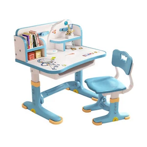 Kinderschreibtisch und Stuhl Set höhenverstellbarer Schreibtisch mit Schublade - Bild 1 von 13