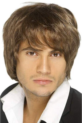 New Handsome Short Mens Wig Straight Black Brown Platinum Blonde Toupee for Man - Image 1 of 3