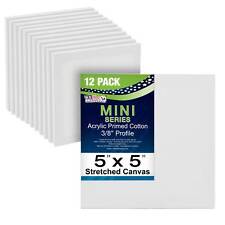 US Art Supply 5" x 5" Mini Professional Primed Stretched Canvas 12-Mini Canvases