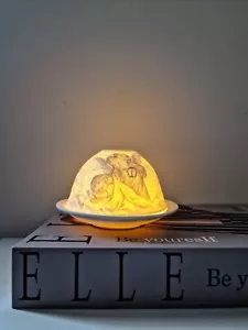 Dome Lithophane Tea Light Holder Porcelain Ceramic angels, cherubs fairy light - Picture 1 of 6