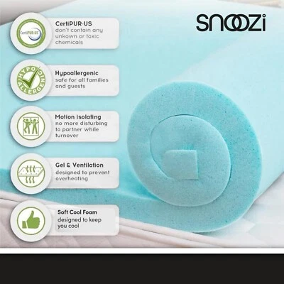 SNOOZI SLEEP Mattress Topper Stay Cool | 3ft Single 4ft6 Double 5ft King 6ft | 1" - 4" Depth