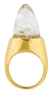 GOOSSENS Cocktail RING vergoldet Quarz Bergkristall Edelstein Größe 5,75 PARIS - Bild 1 von 4