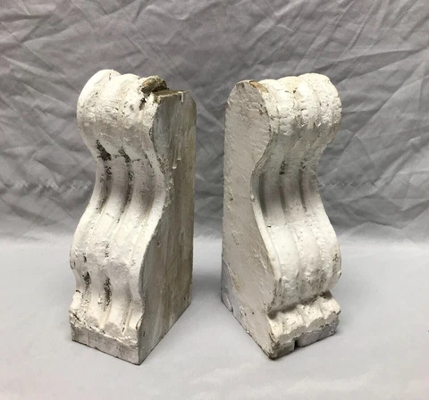 Antique Pair Small Corbel Gingerbread Porch Shabby White VTG Chic Old 1166-23B Cover