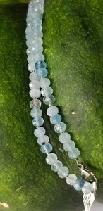 SCHMUCK-STCK MILKY AQUA AQUAMARIN EDELSTEIN KETTE Edelstahl Facetten 45 CM A - Picture 1 of 2