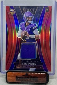 J.J. McCARTHY RC GU 2024 SELECT DRAFT SELECTIONS MATERIALS ROOKIE RED PRIZM JMY - Picture 1 of 3