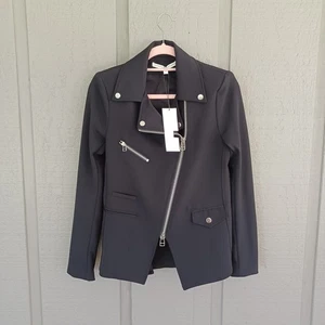 Veronica Beard Scuba Hadley Dickey Jacket SZ 6 Women Moto Zip Black Long Sleeve - Picture 1 of 18