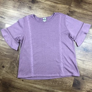 Como Vintage Women Sz M Purple Lilac Short Sleeve Blouse Top - Picture 1 of 7