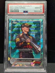 2022 Topps Chrome Sapphire F1 Max Verstappen #3 SSP Variation Aqua Refractor /99 - Picture 1 of 2