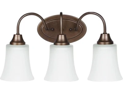 Sea Gull Lighting 49808BLE-827 3-Light Bath Vanity w/Satin Etched Shades, Bronze - Image 1 of 4