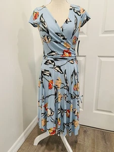 Nuevo con etiquetas Vestido Maggy London Azul Estampado Floral Tulipán Para Mujer Talla 6 - Imagen 1 de 7