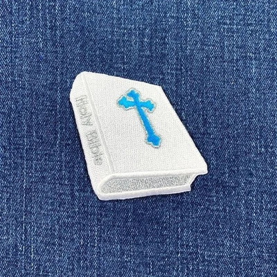 Holy Bible Applique Patch -  New Testament Cross Christian Embroidered Badge 3" - Image 1 of 2