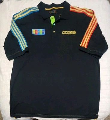 Camisa polo bordada negra y dorada Y2K Coogi para hombre talla XXXL 3XL de colección Foto 1 de 4
